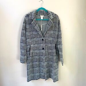 NWT Max Studio Jacket Women’s Medium Black Cream Houndstooth Two Button